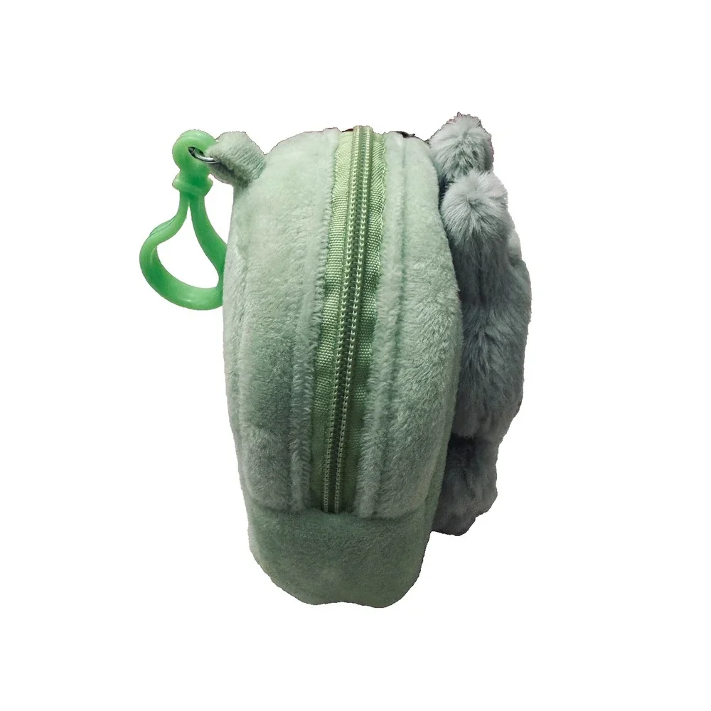 Cute Plush Monster Coin Purse Keychain Mini Backpack Pouch Green Zip Bag NWOT